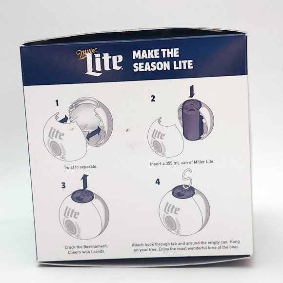FUN MILLER LITE Beer Ornament BEERNAMENT BNIP Bulb Ornament Beer Can Pilsner - Picture 10 of 10